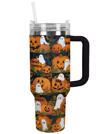Spooky Halloween Tumbler - Ghost & Pumpkin Fun - 40oz Insulated Mug