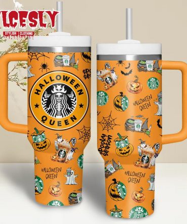 Halloween Queen Tumbler - Spooky Seasonal Design with Handle