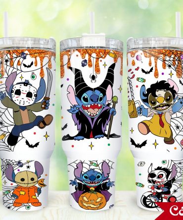Spooky Halloween Character Tumbler - Double-Wall Insulated Cup with Fun Handle