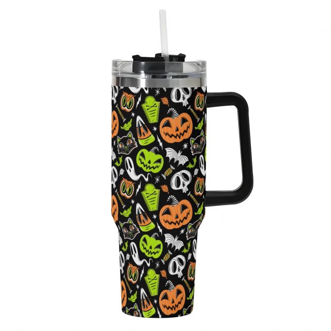 Spooky Halloween Travel Mug - Insulated Tumbler with Lid, 40oz - Image 2