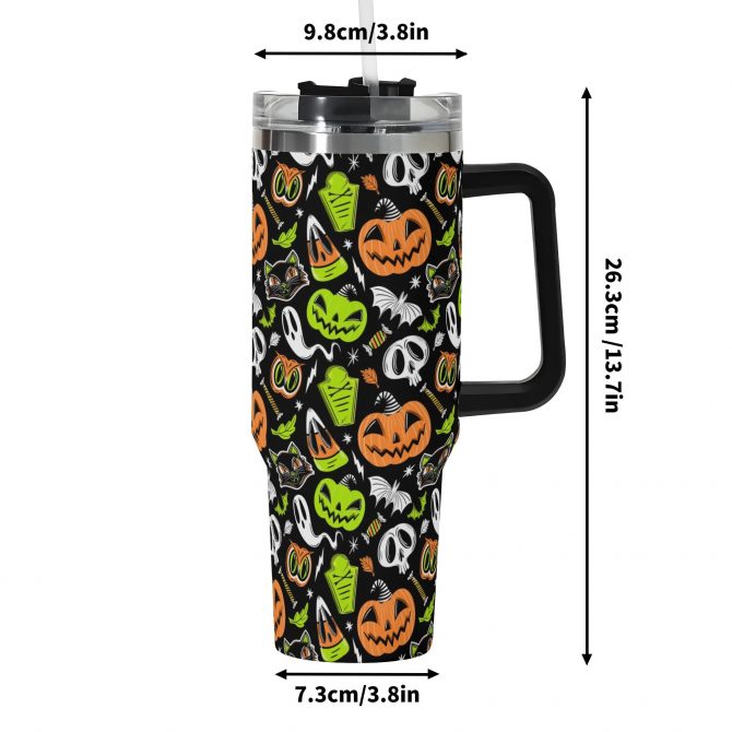 Spooky Halloween Travel Mug - Insulated Tumbler with Lid, 40oz - Image 6