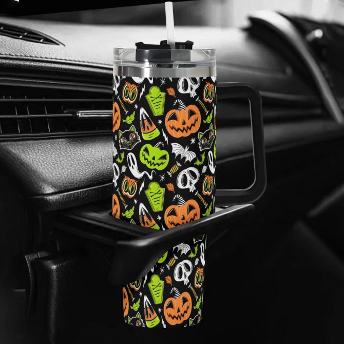 Spooky Halloween Travel Mug - Insulated Tumbler with Lid, 40oz - Image 5