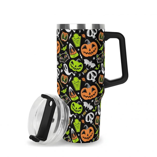 Spooky Halloween Travel Mug - Insulated Tumbler with Lid, 40oz