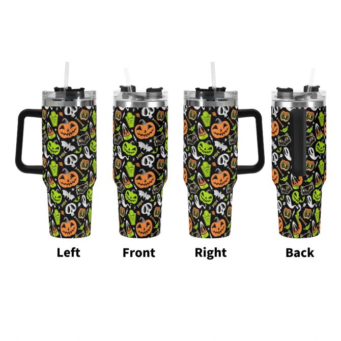 Spooky Halloween Travel Mug - Insulated Tumbler with Lid, 40oz - Image 3