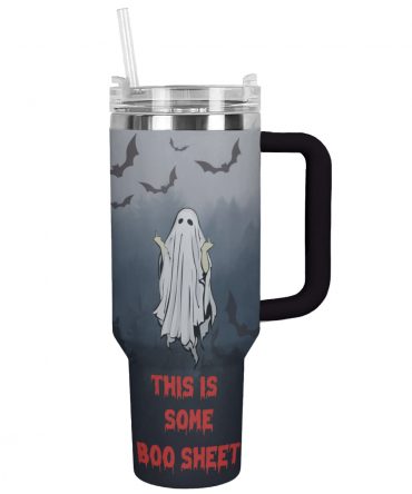 Spooky Ghost Tumbler - 'This is Some Boo Sheet' Insulated Cup with Straw
