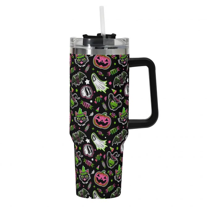 Spooky Halloween Travel Mug - Insulated, Leak-Proof Lid, 40oz - Image 2