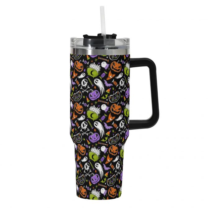 Spooky Halloween Travel Mug - Insulated, Spill-Proof, 40oz - Perfect for Fall Adventures - Image 2