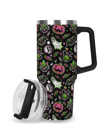 Spooky Halloween Travel Mug - Insulated, Leak-Proof Lid, 40oz