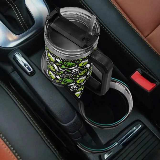 Spooky Halloween Travel Mug with Handle - 40oz Tumbler for Hot & Cold Drinks - Image 4