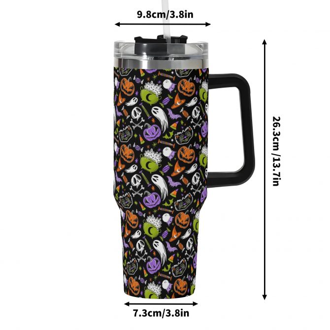 Spooky Halloween Travel Mug - Insulated, Spill-Proof, 40oz - Perfect for Fall Adventures - Image 6