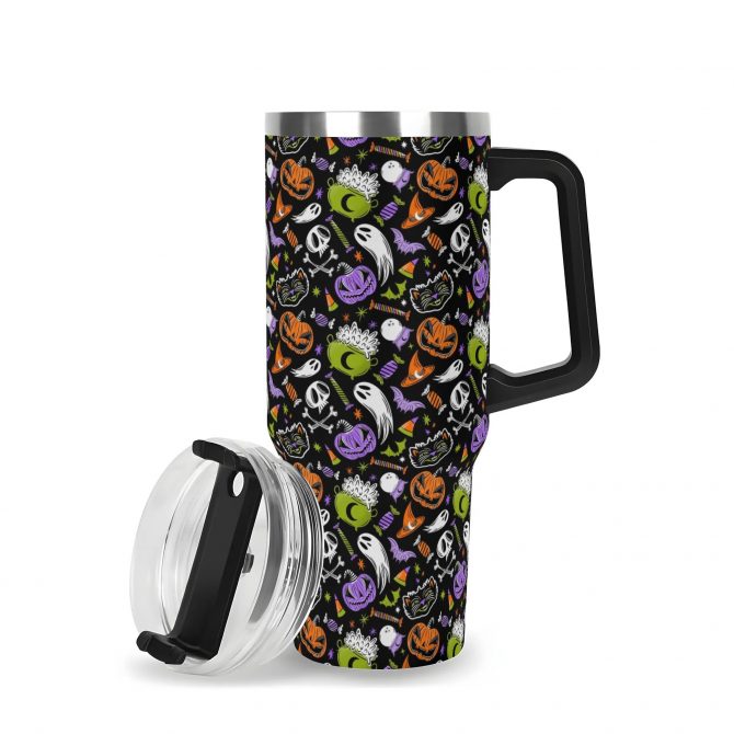 Spooky Halloween Travel Mug - Insulated, Spill-Proof, 40oz - Perfect for Fall Adventures