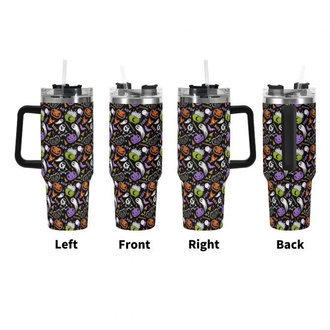 Spooky Halloween Travel Mug - Insulated, Spill-Proof, 40oz - Perfect for Fall Adventures - Image 3