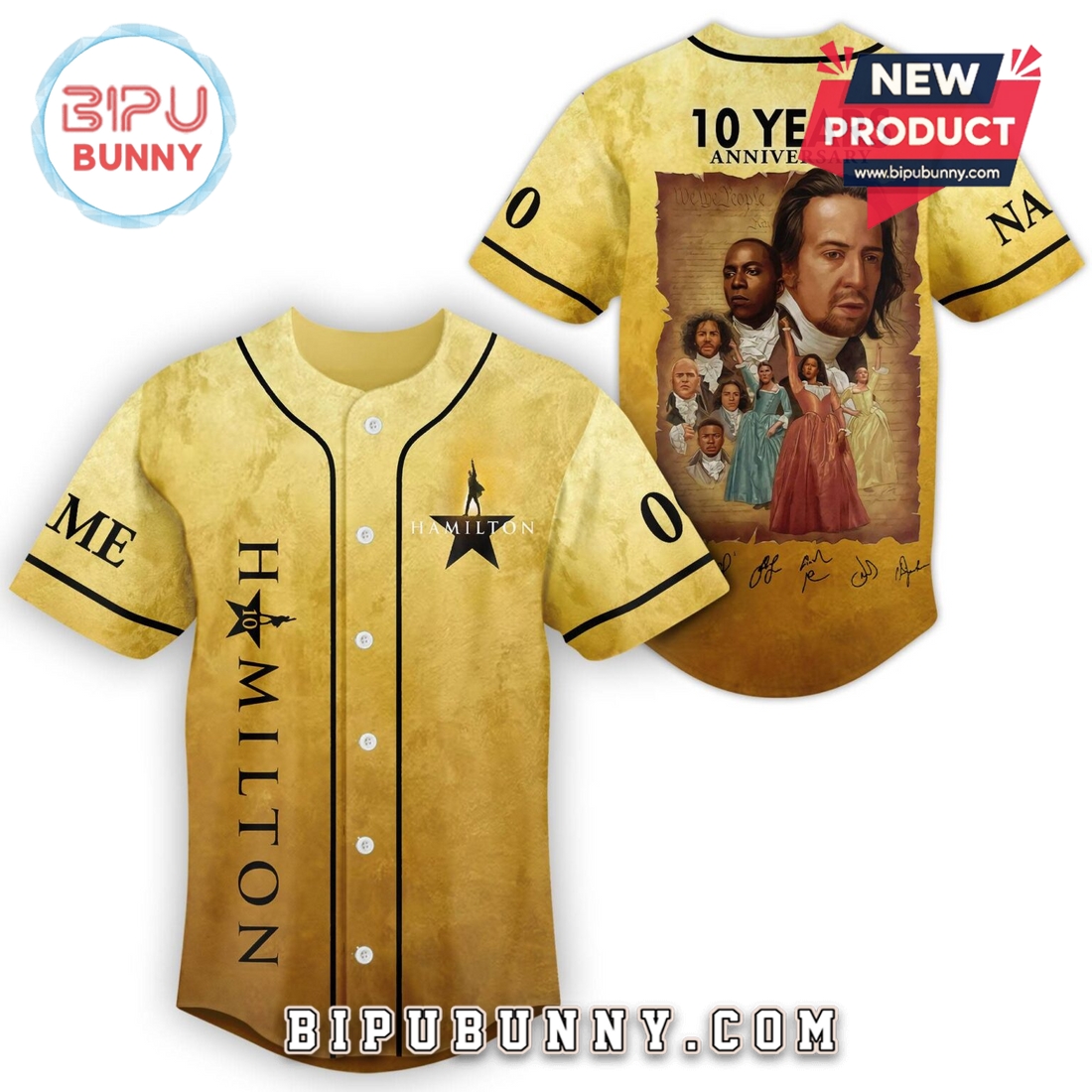 Hamilton 10 Years Anniversary Signatures Baseball Jersey - Image 2