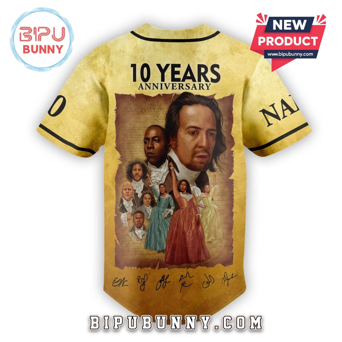 Hamilton 10 Years Anniversary Signatures Baseball Jersey - Image 4