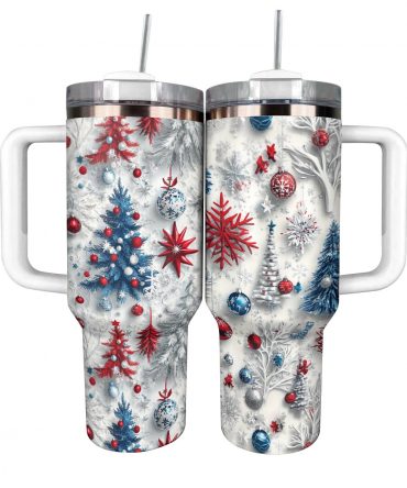 Happy Christmas Custom Stanley Quencher 40oz Stainless Steel Tumbler With Handle