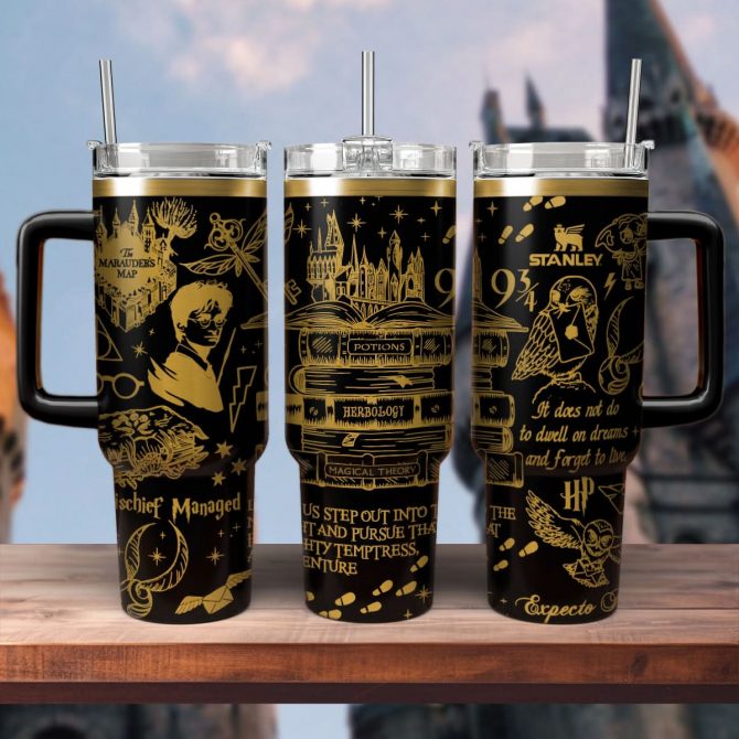 Harry Potter Movies Custom Stanley Quencher 40oz Stainless Steel Tumbler With Handle