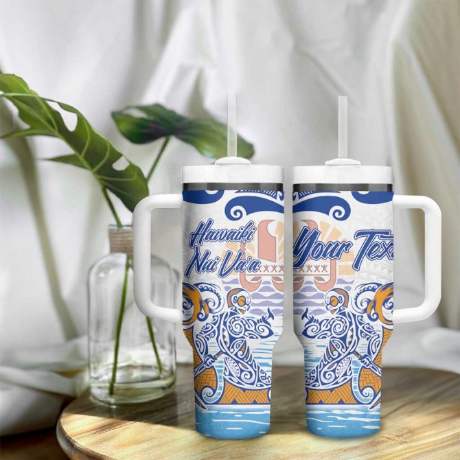 Hawaiki Nui Va‚Äôa Solo French Polynesia Blue Color Custom Stanley Quencher 40oz Stainless Steel Tumbler With Handle - Image 9
