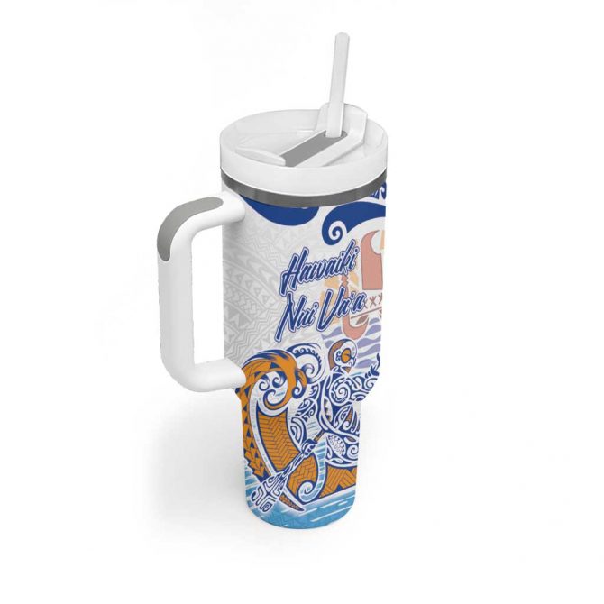 Hawaiki Nui Va‚Äôa Solo French Polynesia Blue Color Custom Stanley Quencher 40oz Stainless Steel Tumbler With Handle - Image 2