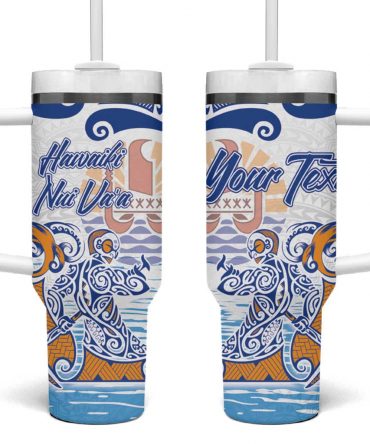 Hawaiki Nui Va‚Äôa Solo French Polynesia Blue Color Custom Stanley Quencher 40oz Stainless Steel Tumbler With Handle