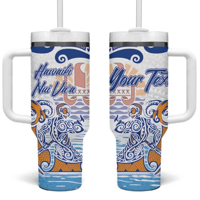 Hawaiki Nui Va‚Äôa Solo French Polynesia Blue Color Custom Stanley Quencher 40oz Stainless Steel Tumbler With Handle
