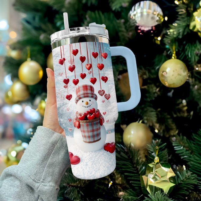 Heartfelt Snowman Christmas Custom Stanley Quencher 40oz Stainless Steel Tumbler With Handle - Image 3