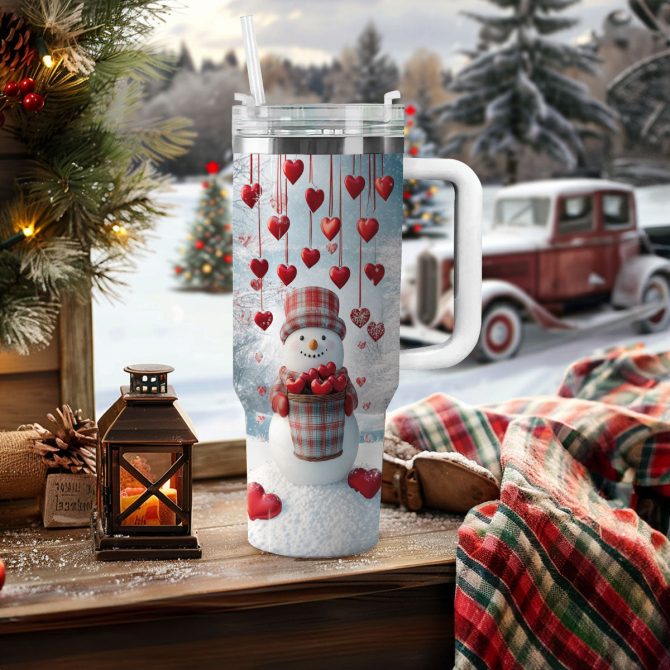Heartfelt Snowman Christmas Custom Stanley Quencher 40oz Stainless Steel Tumbler With Handle - Image 2