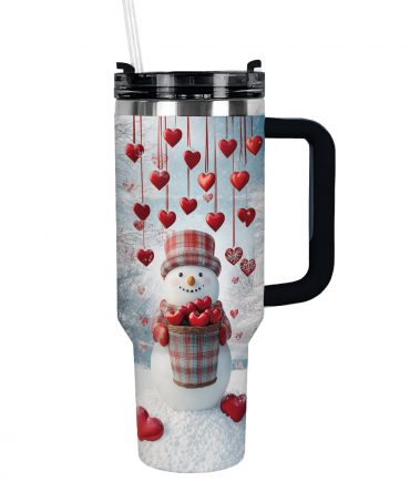 Heartfelt Snowman Christmas Custom Stanley Quencher 40oz Stainless Steel Tumbler With Handle