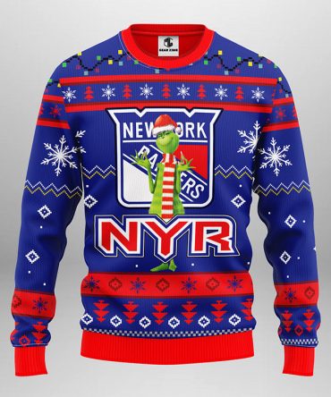 New York Rangers Funny Grinch Ugly Christmas Sweater