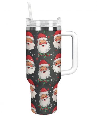 Ho-Ho-Holiday Santa Christmas Custom Stanley Quencher 40oz Stainless Steel Tumbler With Handle