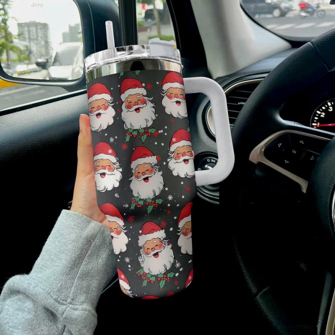 Ho-Ho-Holiday Santa Christmas Custom Stanley Quencher 40oz Stainless Steel Tumbler With Handle - Image 2