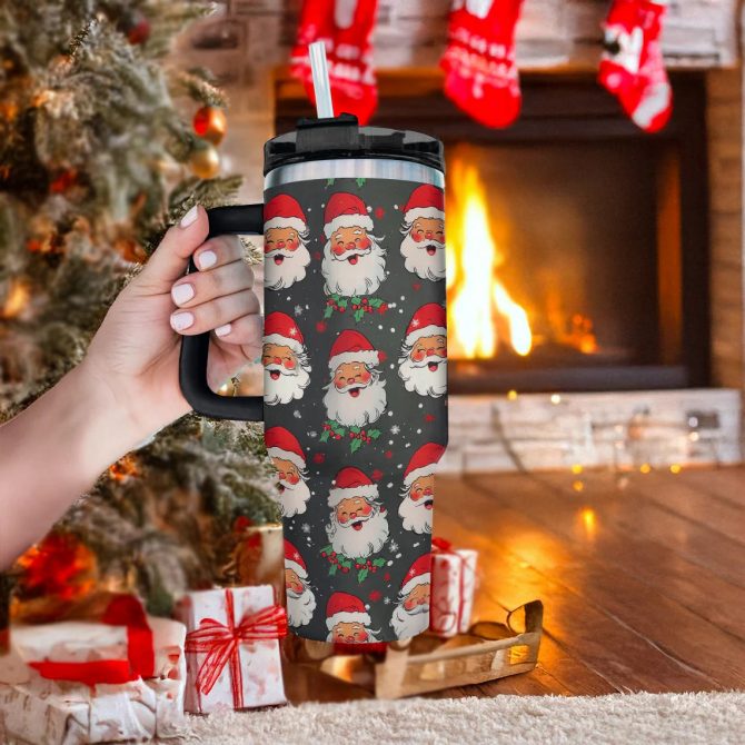 Ho-Ho-Holiday Santa Christmas Custom Stanley Quencher 40oz Stainless Steel Tumbler With Handle - Image 3