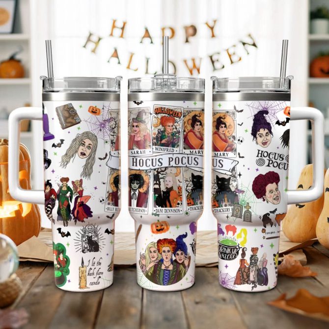 Hocus Pocus Movies Custom Stanley Quencher 40oz Stainless Steel Tumbler With Handle - Image 4