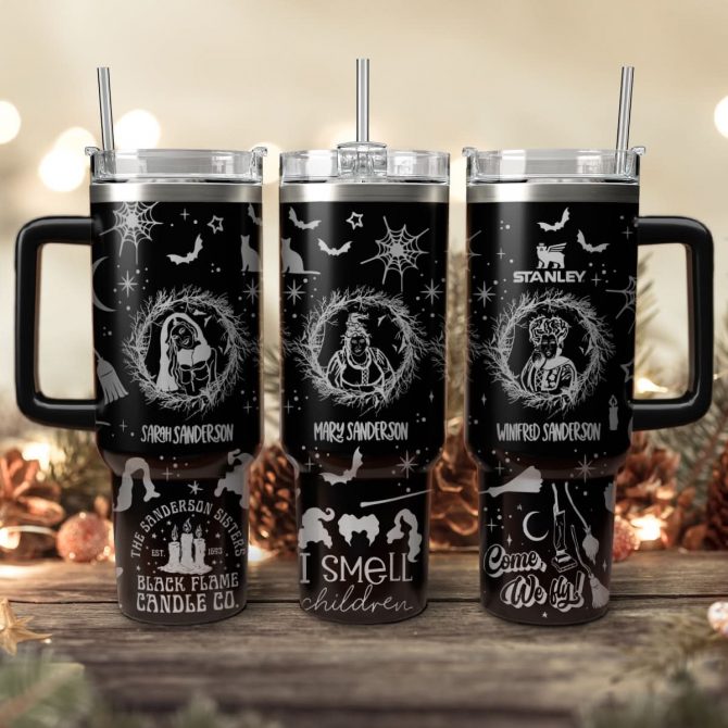 Hocus Pocus Movies Custom Stanley Quencher 40oz Stainless Steel Tumbler With Handle