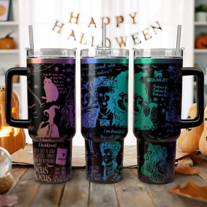 Hocus Pocus Movies Custom Stanley Quencher 40oz Stainless Steel Tumbler With Handle