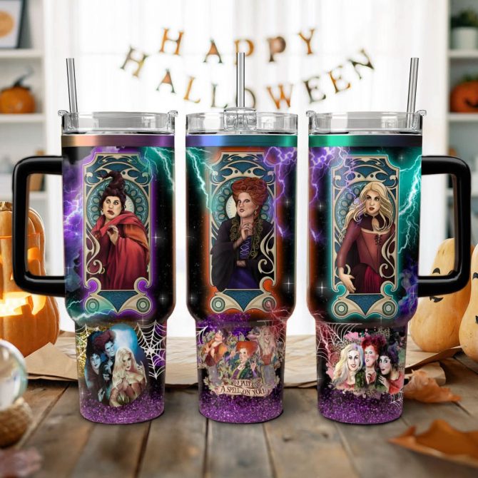 Hocus Pocus Movies Custom Stanley Quencher 40oz Stainless Steel Tumbler With Handle