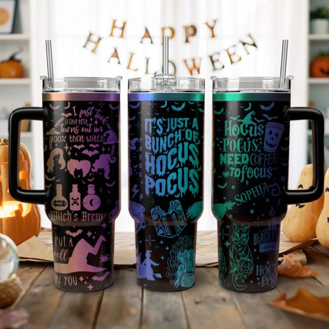 Hocus Pocus Movies Custom Stanley Quencher 40oz Stainless Steel Tumbler With Handle