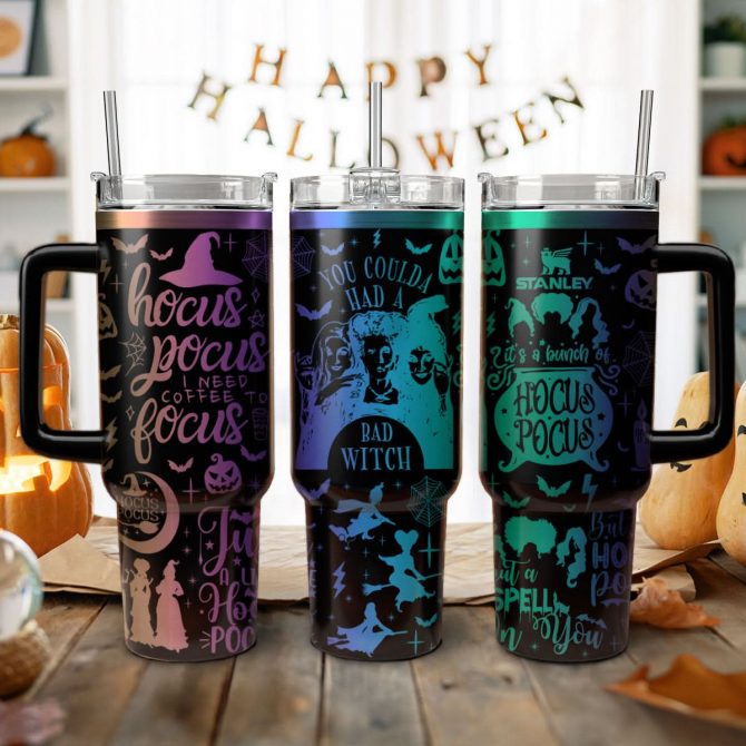 Hocus Pocus Movies Custom Stanley Quencher 40oz Stainless Steel Tumbler With Handle
