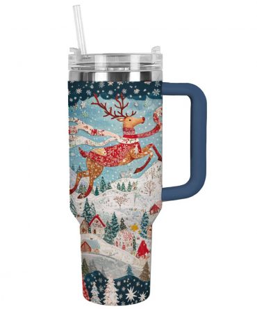 Holiday Charm Christmas Custom Stanley Quencher 40oz Stainless Steel Tumbler With Handle