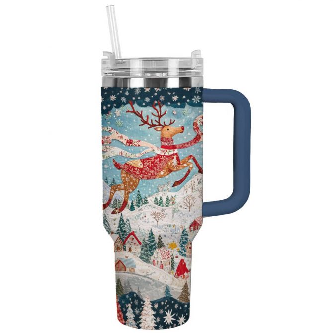 Holiday Charm Christmas Custom Stanley Quencher 40oz Stainless Steel Tumbler With Handle