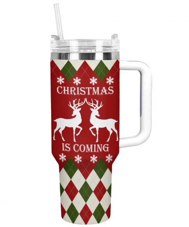 Holiday Cheer Christmas Custom Stanley Quencher 40oz Stainless Steel Tumbler With Handle