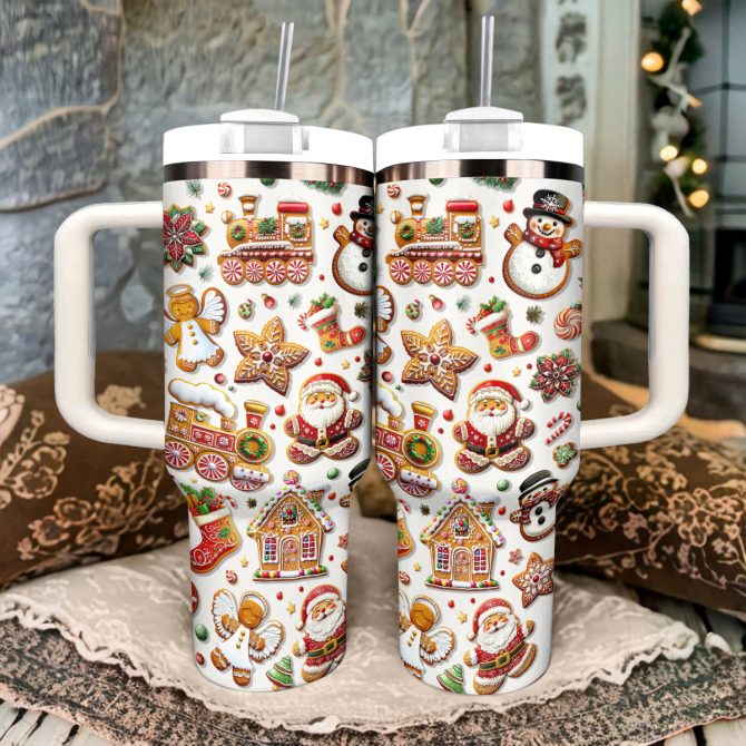 Holiday Cookie Magic Christmas Custom Stanley Quencher 40oz Stainless Steel Tumbler With Handle - Image 2