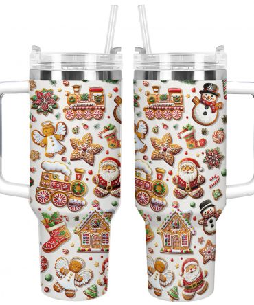 Holiday Cookie Magic Christmas Custom Stanley Quencher 40oz Stainless Steel Tumbler With Handle