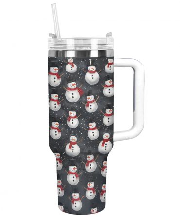 Holiday Hugs Snowman Christmas Custom Stanley Quencher 40oz Stainless Steel Tumbler With Handle
