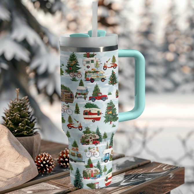 Holiday Journey Christmas Custom Stanley Quencher 40oz Stainless Steel Tumbler With Handle - Image 3