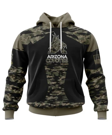 Hoodie Arizona Coyotes, Honors Veterans And Military Members QTNHL080524A3822HD