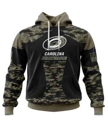 Hoodie Carolina Hurricanes, Honors Veterans And Military Members QTNHL080524A3868HD