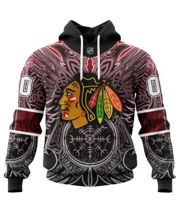 Hoodie Chicago Blackhawks, Specialized Norse Viking Symbols St2201 QTNHL080524A3831HD