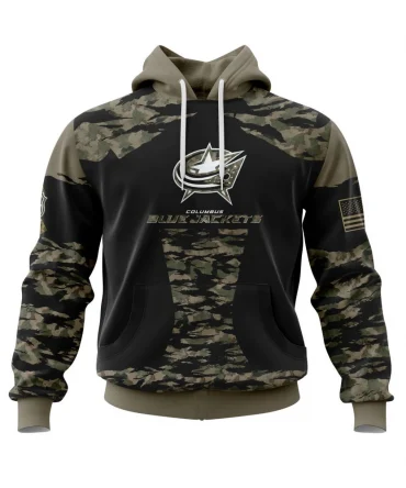 Hoodie Columbus Blue Jackets, Honors Veterans And Military Members QTNHL080524A3854HD