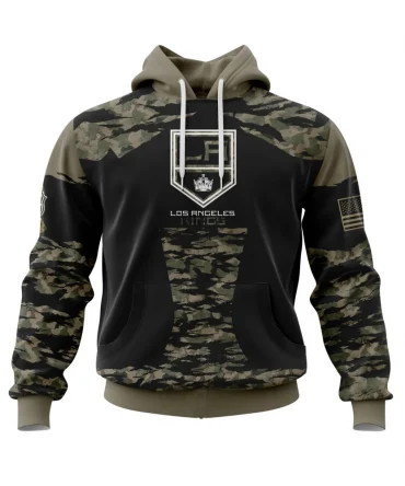 Hoodie Los Angeles Kings, Honors Veterans And Military Members QTNHL080524A3932HD