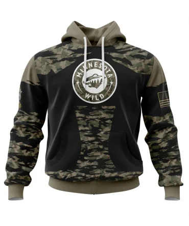 Hoodie Minnesota Wild, Honors Veterans And Military Members QTNHL080524A3943HD
